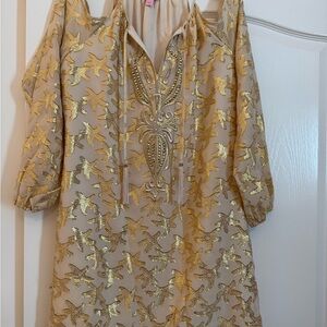 Lilly Pulitzer Elegant Gold and Cream Dress